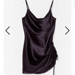 Plus Size Cowl Neck Ruched Mini Dress